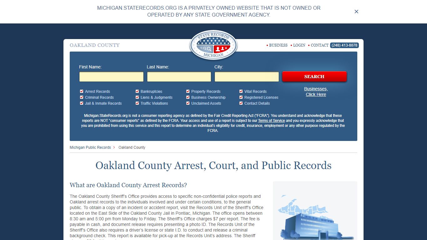 Oakland County Arrest, Court, and Public Records